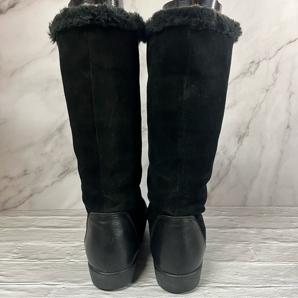 Aquatalia Black Suede Tall Weatherproof Winter Boots Fur lined - Picture 7 of 15